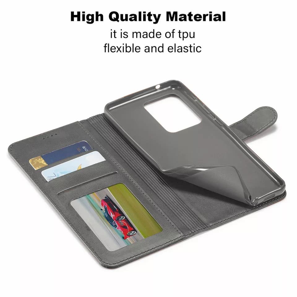 Huawei P30 Lite - LC.IMEEKE Wallet Etui mit 3 Kartenfächern & Magnetverschluss, Grau – 4