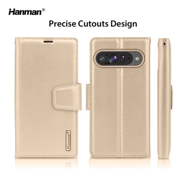 Google Pixel 10 / 10 Pro - Hanman Mill Flip Case avec 3 emplacements pour cartes, or