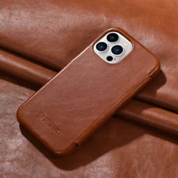 iCarer iPhone 15 Pro - Vintage leather Flipcase schwarz (WMI15230614-BK) – Bild 8