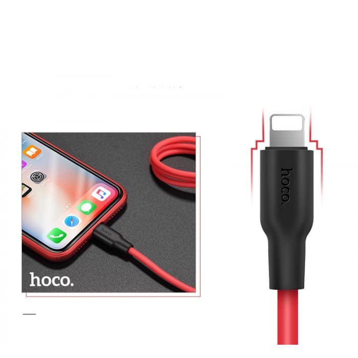 Hoco X21 - Câble de charge et de données pour iPhone (USB-A / USB-Lightning), souple, 1m, blanc, silicone – 3