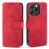 iPhone 13 Pro - DG.MING Vintage Flip Case with 3 card slots and magnetic closure, leather look, protective case, red