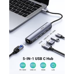 Ugreen - Hub USB-C 5-in-1 con HDMI ed Ethernet (CM418 / 10919), argento/nero – Bild 4
