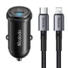 Mcdodo - Kit di ricarica rapida per auto da 30W - incl. cavo Lightning e USB-C da 1,2 m, nero