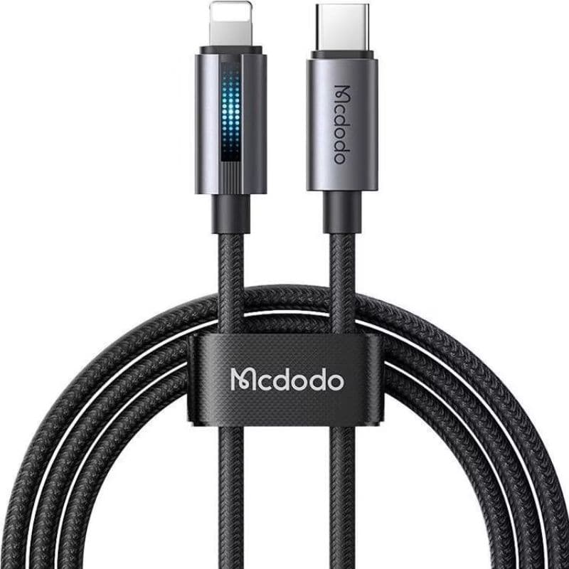 McDodo -Câble de charge USB-C vers Lightning avec voyant de charge, 1.2m, noir
