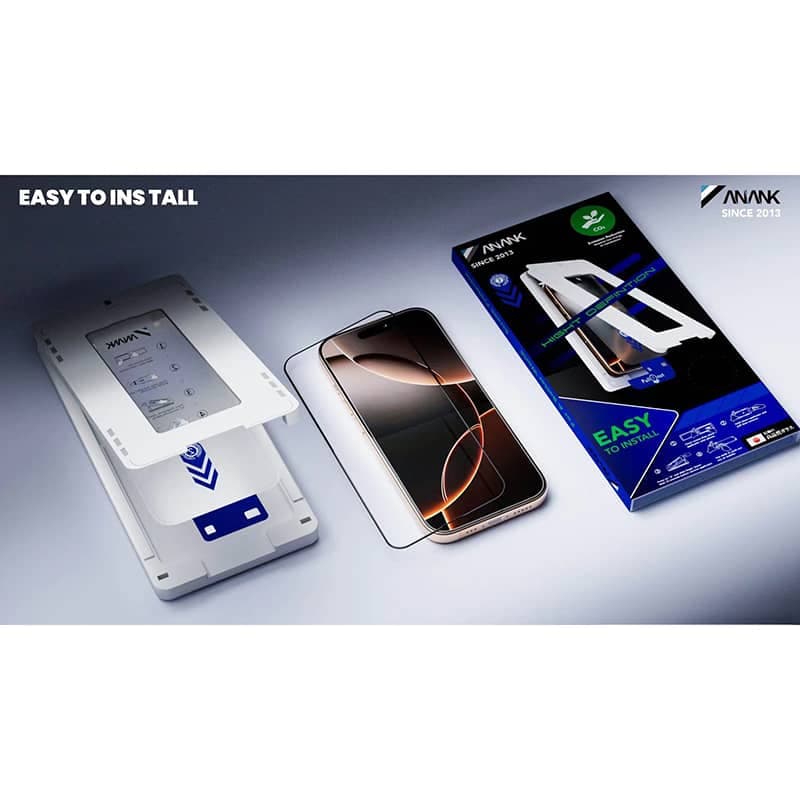 ANANK - Vetro blindato 2.5D HD / protezione dello schermo - rinforzato 2X - con scatola di installazione per iPhone 16 Pro – 4