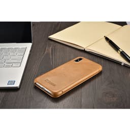 iPhone X / XS - iCarer Curved Edge Vintage Folio en cuir véritable RIX04-GG, Kaki – Bild 7