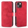 iPhone 13 Mini - DG.MING Vintage Flip Case avec 3 compartiments pour cartes et fermeture magnétique, aspect cuir, housse de protection, rouge