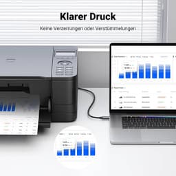 Ugreen – USB-C auf USB-B 2.0 Druckerkabel – Alugehäuse 1 m (US370 / 80805), schwarz/grau – Bild 5