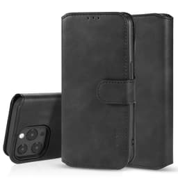 iPhone 12 Pro Max - DG.MING Étui à rabat vintage, 3 emplacements pour cartes, fermeture magnétique, noir – Bild 3