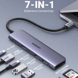 Ugreen - Hub USB-C 7-in-1 con HDMI, SD/TF e PD (CM195 / 15214), grigio/nero – Bild 1