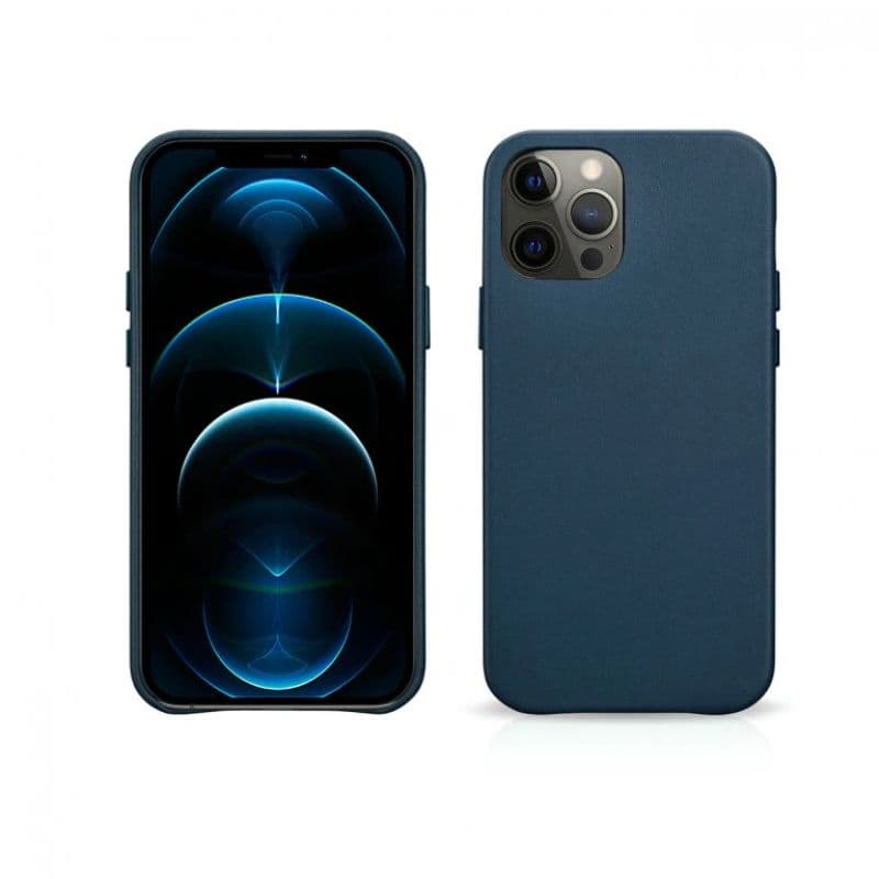 iPhone 12 Mini - iCarer - Étui en cuir turquoise (RIX1205-BU)
