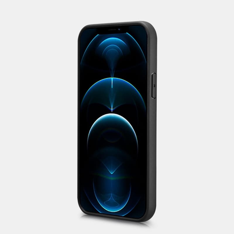 iPhone 12 Mini - iCarer Haixing Series étui à rabat en cuir véritable noir (WMI1212-BK) – 2