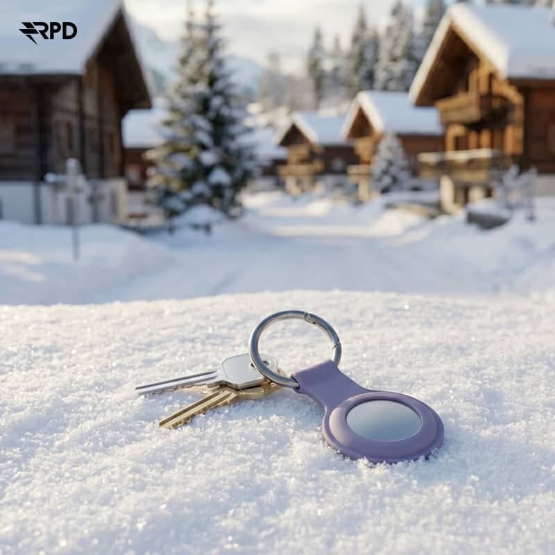Portachiavi AirTag - Custodia in silicone RPD con anello in metallo, grigio lavanda – 2