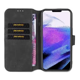 iPhone 12 Pro Max - DG.MING Étui à rabat vintage, 3 emplacements pour cartes, fermeture magnétique, noir – Bild 6