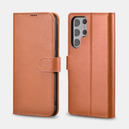 Samsung S22 Ultra - Echtleder Flip Case braun (AKSM06) – Bild 1