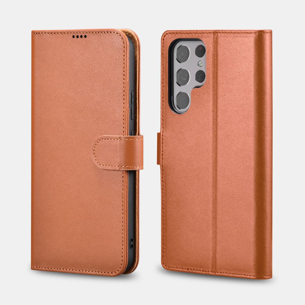 Samsung S22 Ultra - Echtleder Flip Case braun (AKSM06)