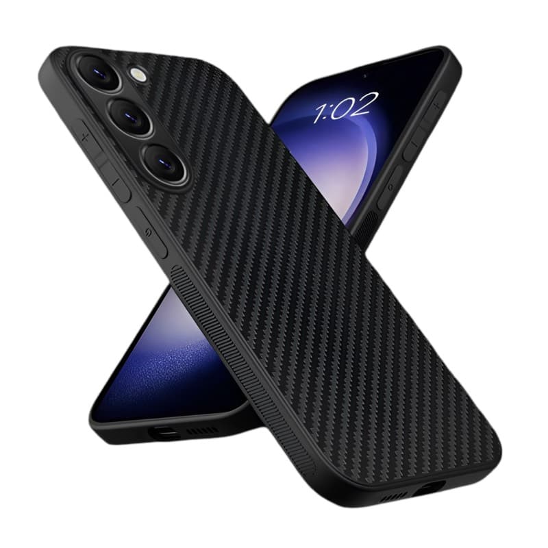 Samsung Galaxy S25 Plus - Robusta custodia in TPU con effetto carbonio, nero