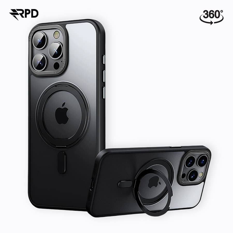 iPhone 17 Pro Max - RPD 360 Degree MagSafe Stand Case, Black, Durable Plastic Design