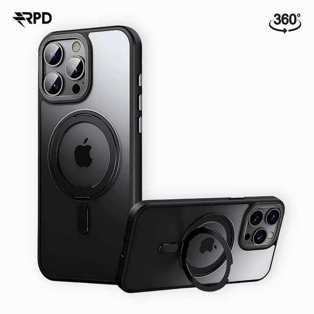 iPhone 17 Pro Max - RPD 360 Degree MagSafe Stand Case, Black, Durable Plastic Design