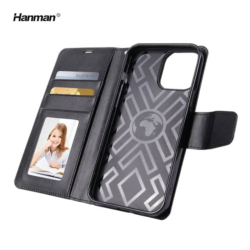 Apple iPhone 6 / iPhone 6s - Hanman Mill Flip Case mit 3 Kartenfächern, schwarz