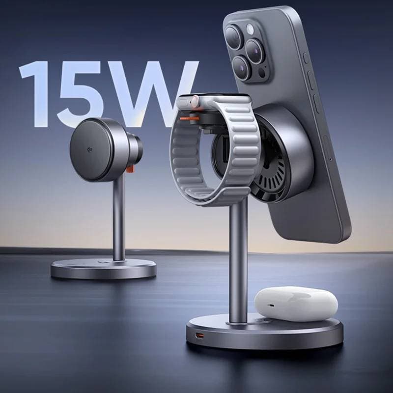 McDodo - Stazione di ricarica wireless magnetica 3in1 15W MagQ Stand, nero – 3