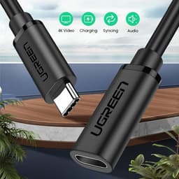 UGREEN - USB-C Verlängerungskabel 0.5m Type-C male Type-C female - 20V 3A, schwarz – Bild 1