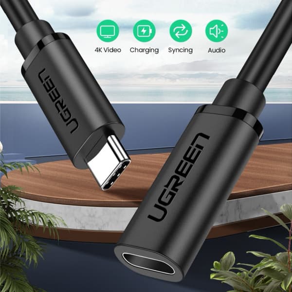 UGREEN - USB-C Verlängerungskabel 0.5m Type-C male Type-C female - 20V 3A, schwarz