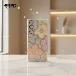 Samsung Galaxy S23 Ultra - custodia lucida a fiori gialli con superficie cromata – Bild 2