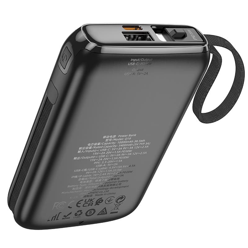 Hoco - Q19 Lucky 30W Powerbank con display digitale e cavo, 10000mAh, nero – 2