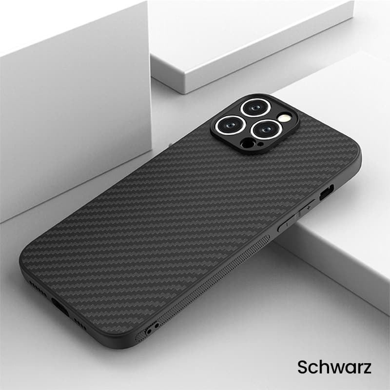 iPhone 15 Plus - Robustes TPU-Case mit Carbon-Optik, Schwarz – 3