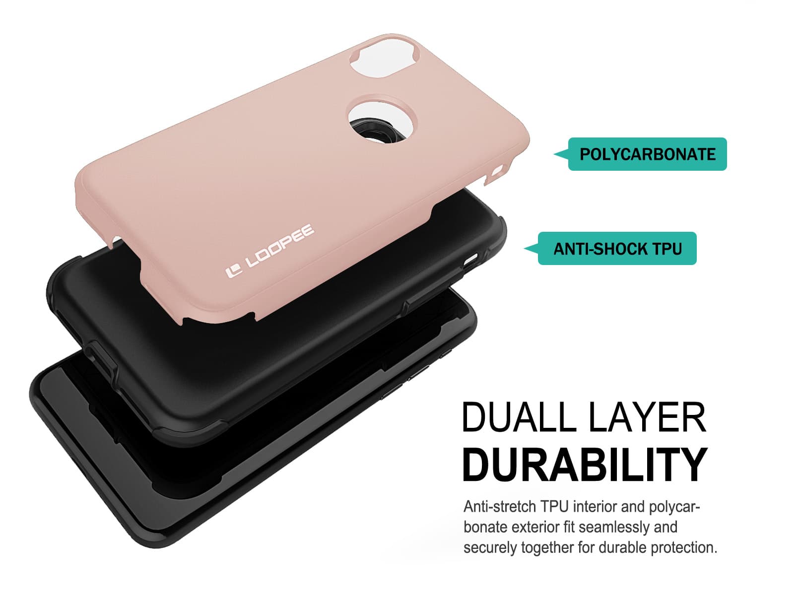 iPhone 11 Pro Max - Loopee Shock Proof Outdoor Case, Rose Gold