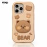 iPhone 15 Pro Max - Cute 3D teddy bear case made of silicone with stand & paw design