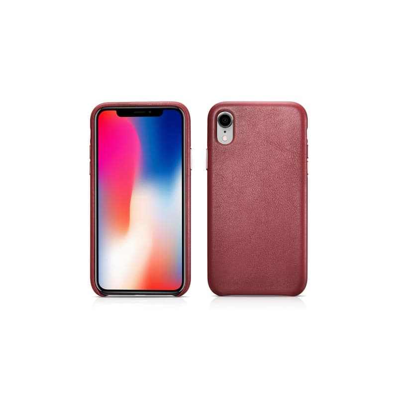 iPhone XR – Original iCarer Lederhülle, Rückseite aus Echtleder, Rot
