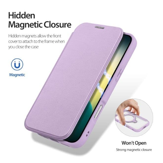 iPhone Air - DUX Ducis Skin X Pro Series Flip Case, Taschen (Vorder- & Rückseite), Violett mit MagStand – 4