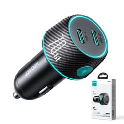 Joyroom - JR-CCN02 70W Dual PD Multi-Color Car Charger with Light Button-Black – Bild 9