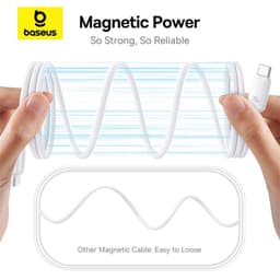 Baseus - PicoGo Serie - Magnetisches Schnellladekabel USB-C auf USB-C, 240W 1m, Mondweiss (P10376800211-00) – Bild 7