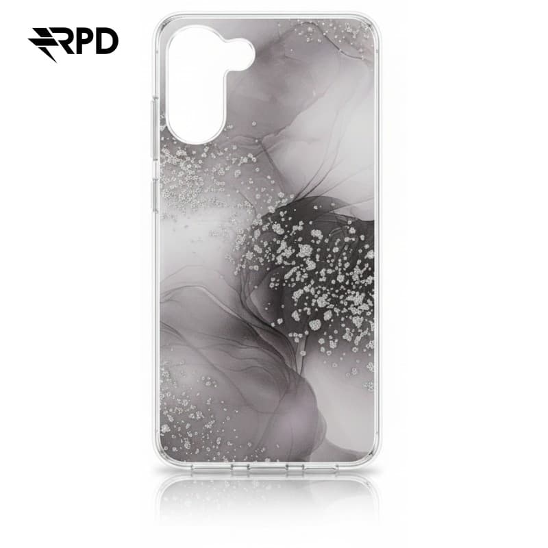 Samsung Galaxy S23 - custodia morbida e scintillante grigia con accenti argentati
