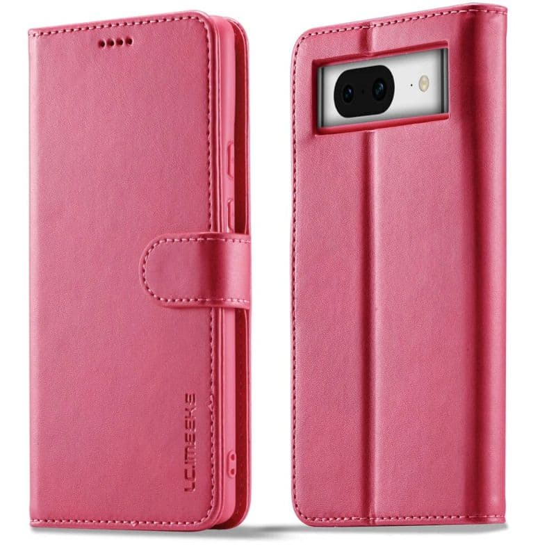 Google Pixel 8 - LC.IMEEKE Custodia a portafoglio con 3 scomparti per carte e chiusura magnetica, rosa