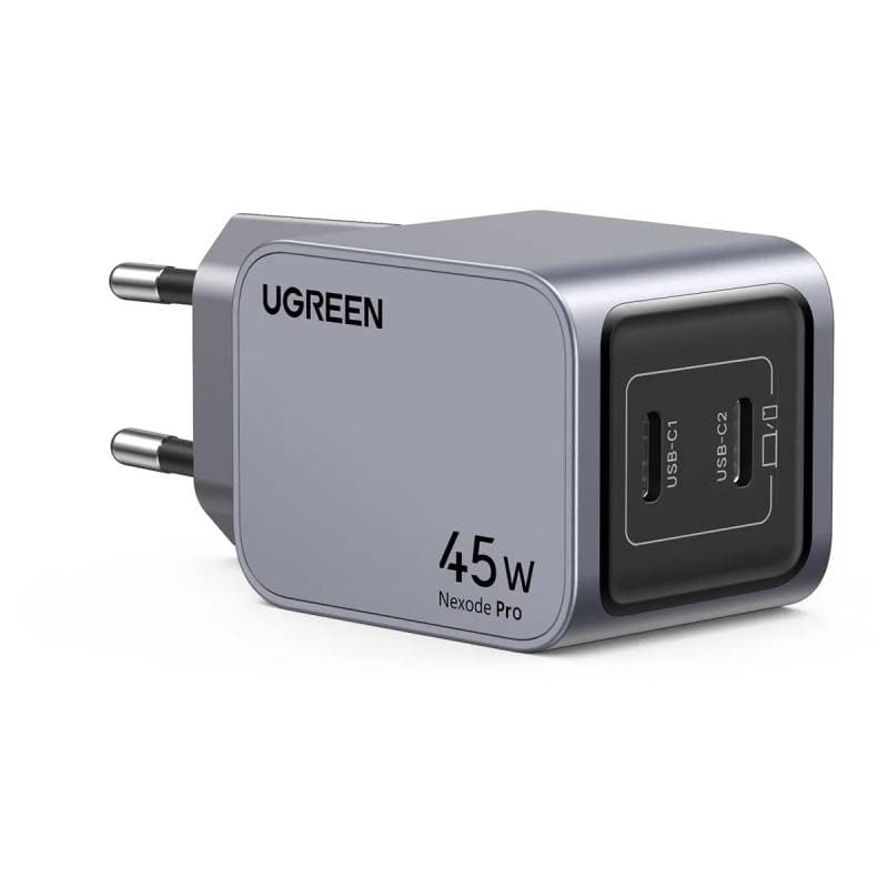 UGREEN - USB Fast Charger Nexode Pro 45W, Dual USB-C, GaN, Gray – 2