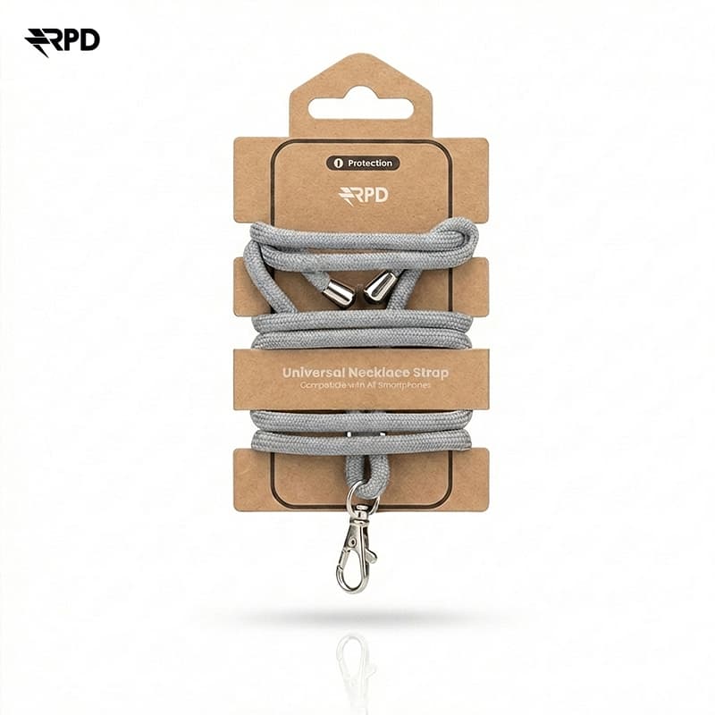 Collana universale in nylon RPD - Scheda robusta - per tutti gli smartphone, grigio chiaro – 2