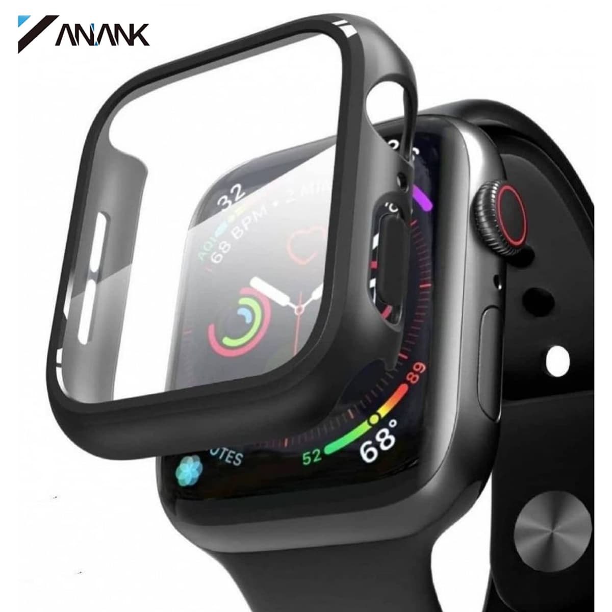 Apple Watch 44mm - ANANK Tempered Glass / Armored Glass with Bumper Case, Black