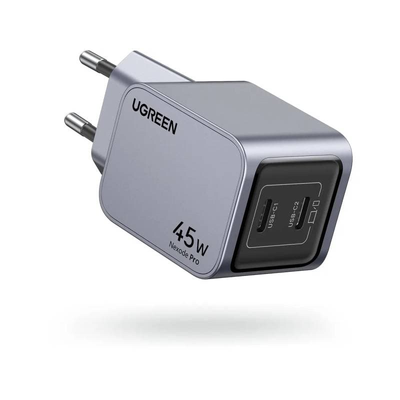 UGREEN - USB Fast Charger Nexode Pro 45W, Dual USB-C, GaN, Gray – 3