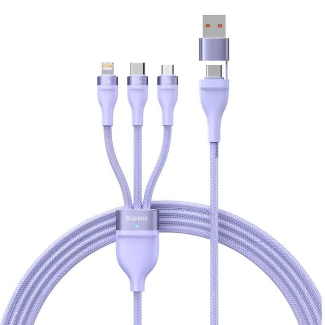 Baseus - Flash Series Ⅱ - 2-in-1 charging cable U+C to M+L+C, 100W 1.2m, Purple (CASS030105)