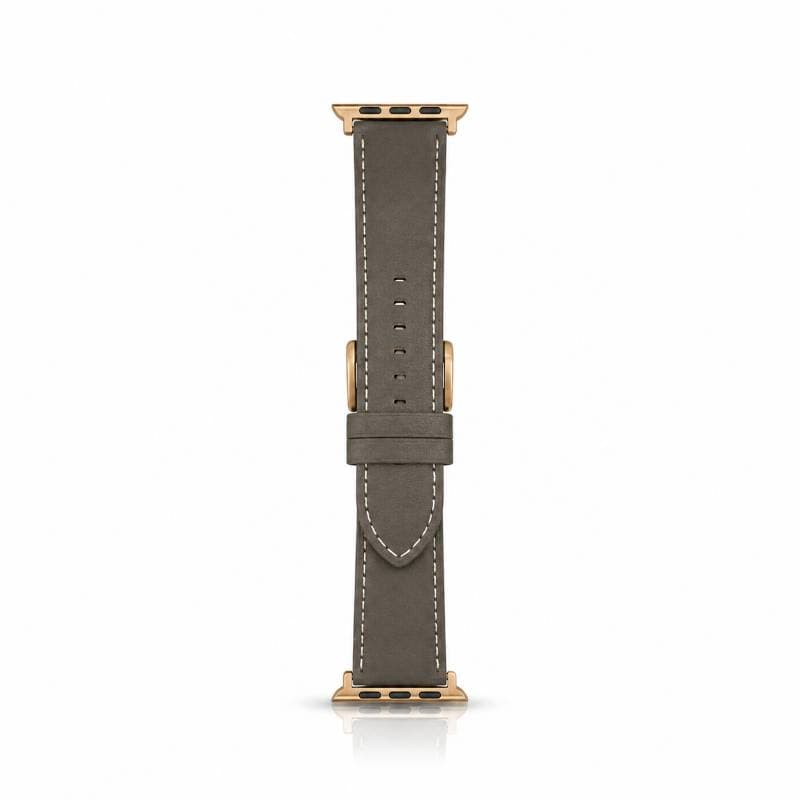 Apple Watch - Leather strap (44-49mm) - Brown with gold buckle