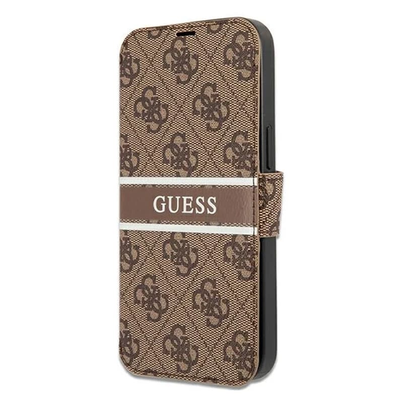 iPhone 13 - Guess Book Case Stripe Brown GUBKP13M4GDBR