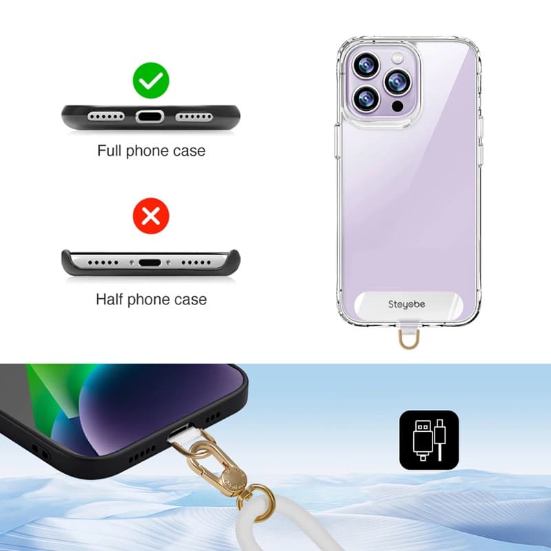 DUX - PL-I Catena per cellulare con cordino in silicone premium, bianco – 3