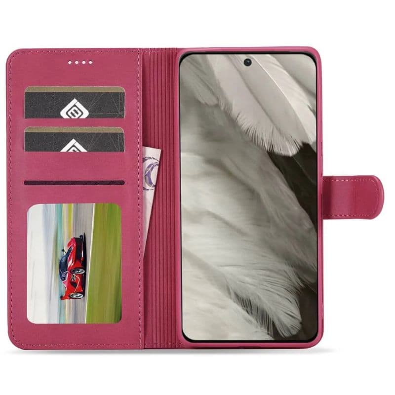 Google Pixel 8 - LC.IMEEKE Custodia a portafoglio con 3 scomparti per carte e chiusura magnetica, rosa – 2