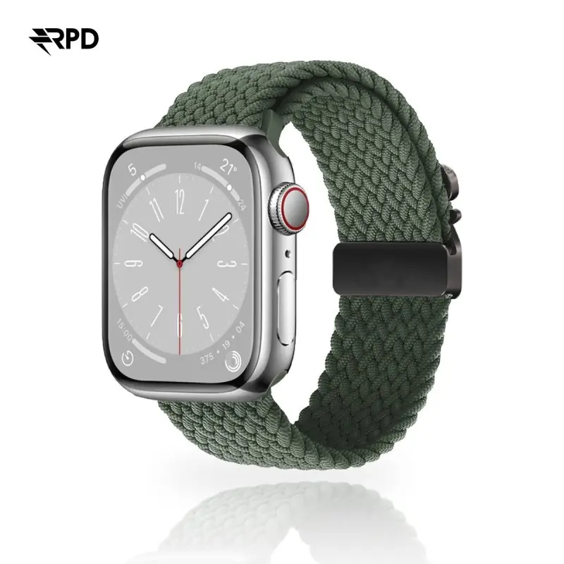 RPD Vela Sportarmband Nylon Geflochten Parachute für Apple Watch 38/40/41/42mm - Olivgrün