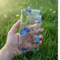 A35 - Flower cover with golden details and blue flowers. – Bild 2