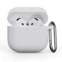 AirPods 4. Gen - Silikon Etui – Robuster Schutz mit Karabiner, Antique White (weiss) – Bild 1